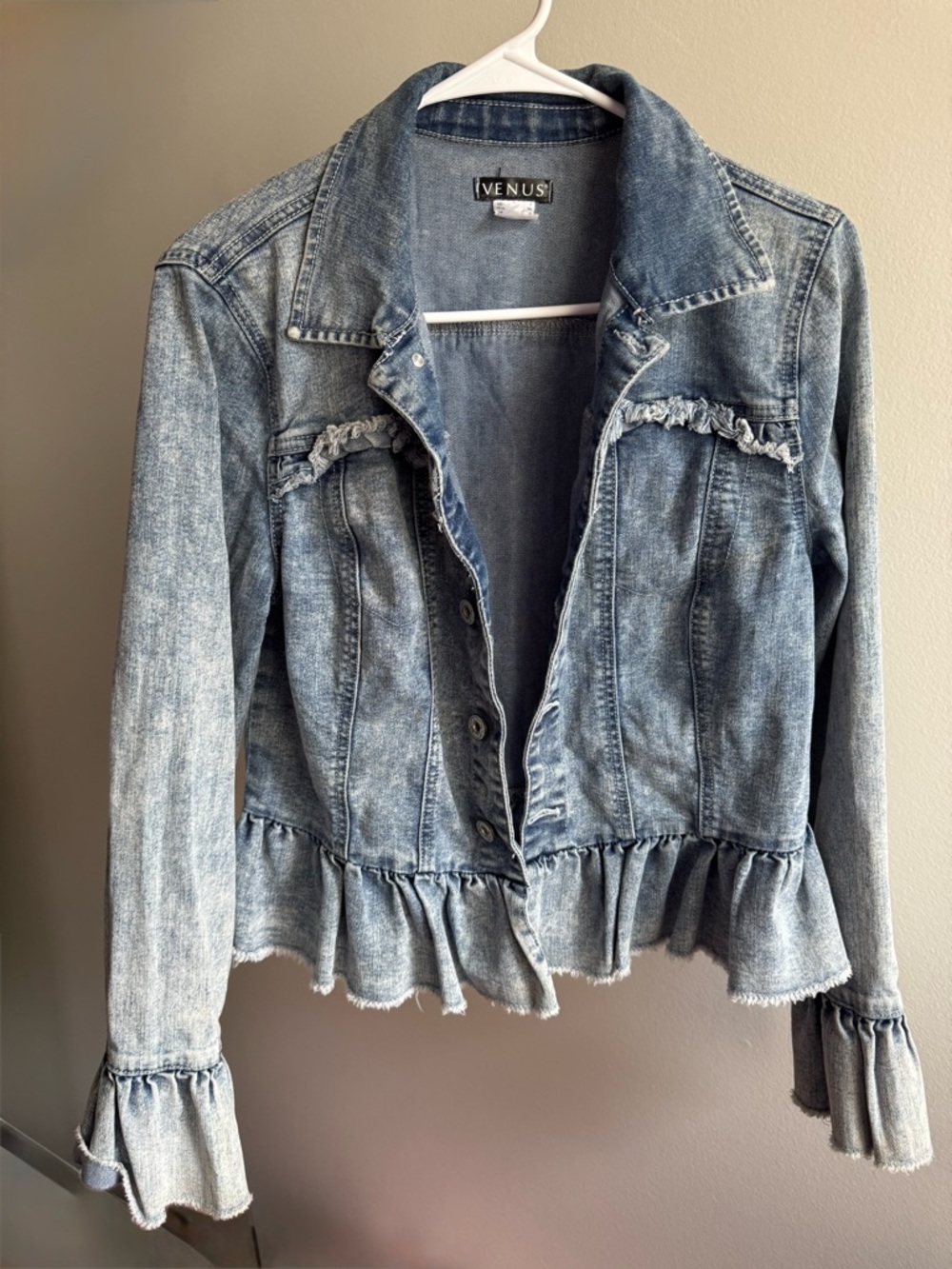 Venus Vintage Ruffled Denim Jean Jacket